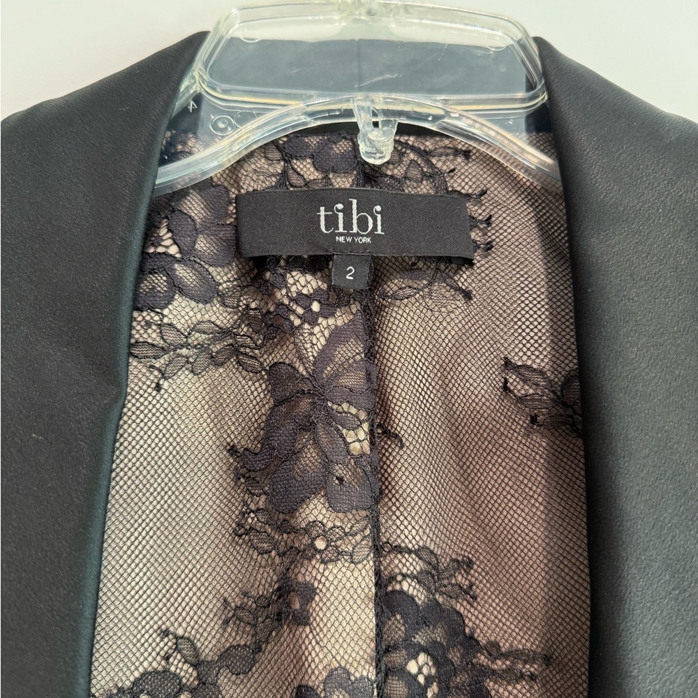 Tibi Black Velvet Blazer with Satin Lapel - Picture 4 of 8